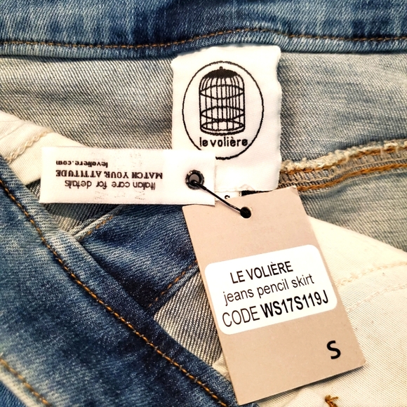 NWT - Le Volière Denim Pencil Skirt - Picture 10 of 16